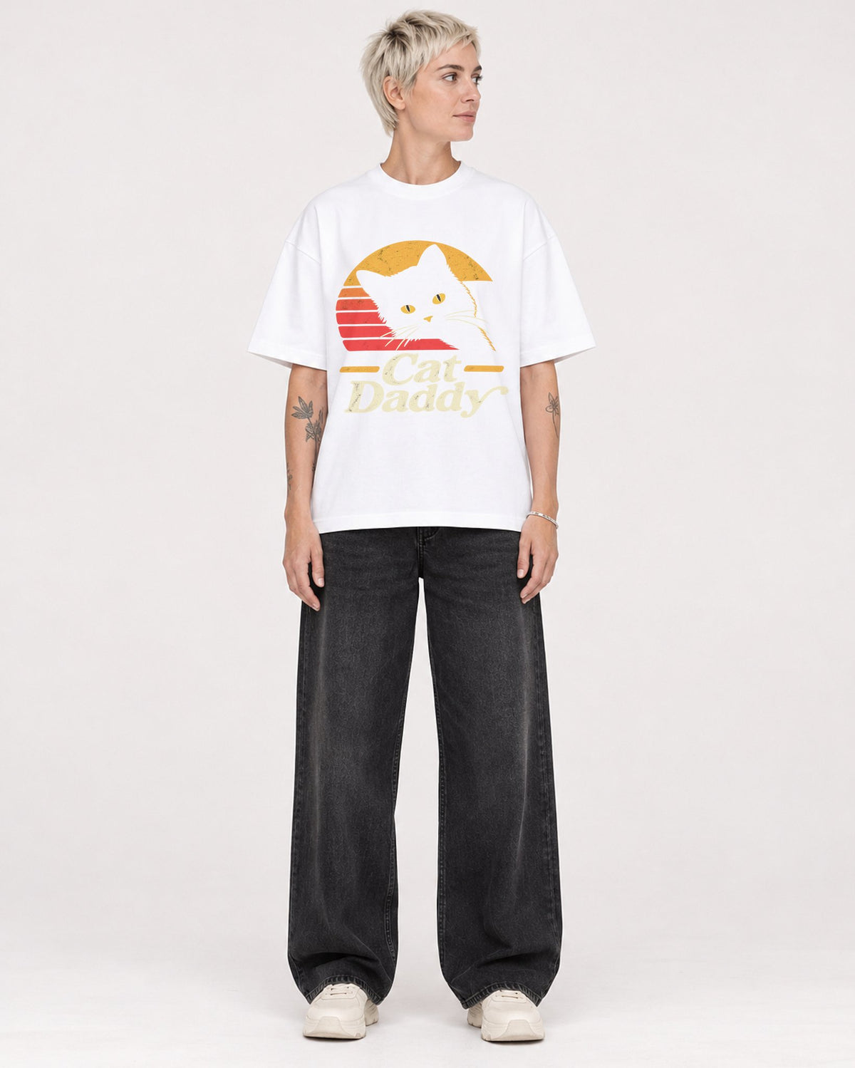 Mockup Boxy Heavyweight Tee White female full-body 48