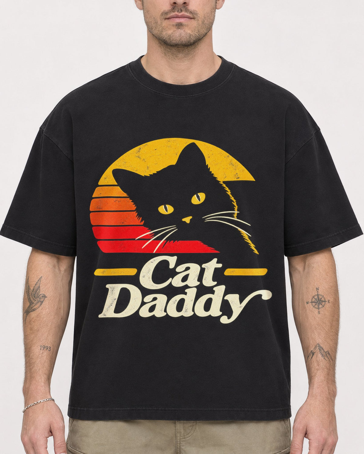 Mockup Boxy Heavyweight Tee Black male close-up 48