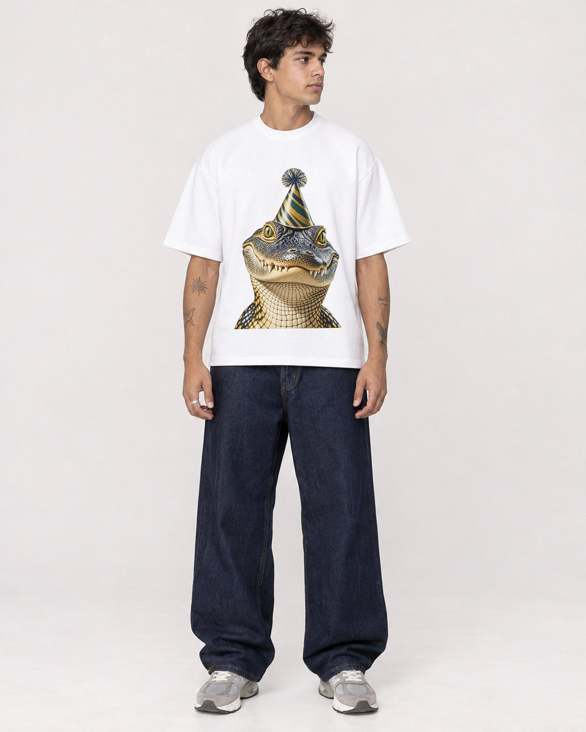 Mockup Boxy Heavyweight Tee White male full-body 06