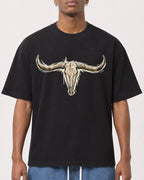 Mockup Boxy Heavyweight Tee Black male close-up 15