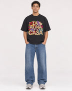 Mockup Boxy Heavyweight Tee Black male full-body 10
