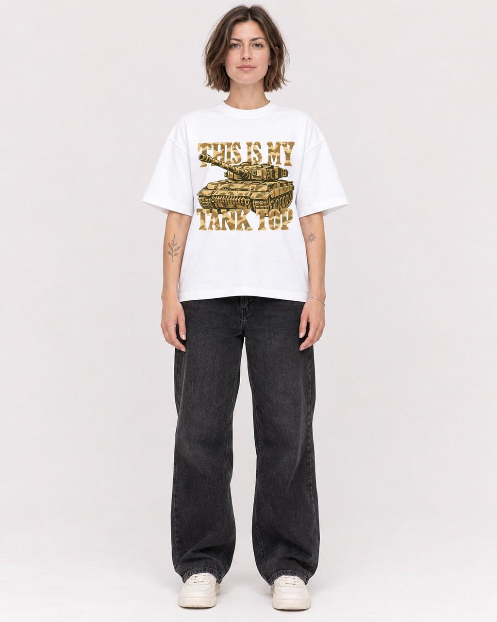 Mockup Boxy Heavyweight Tee White female full-body 18