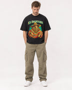 Mockup Boxy Heavyweight Tee Black male full-body 08