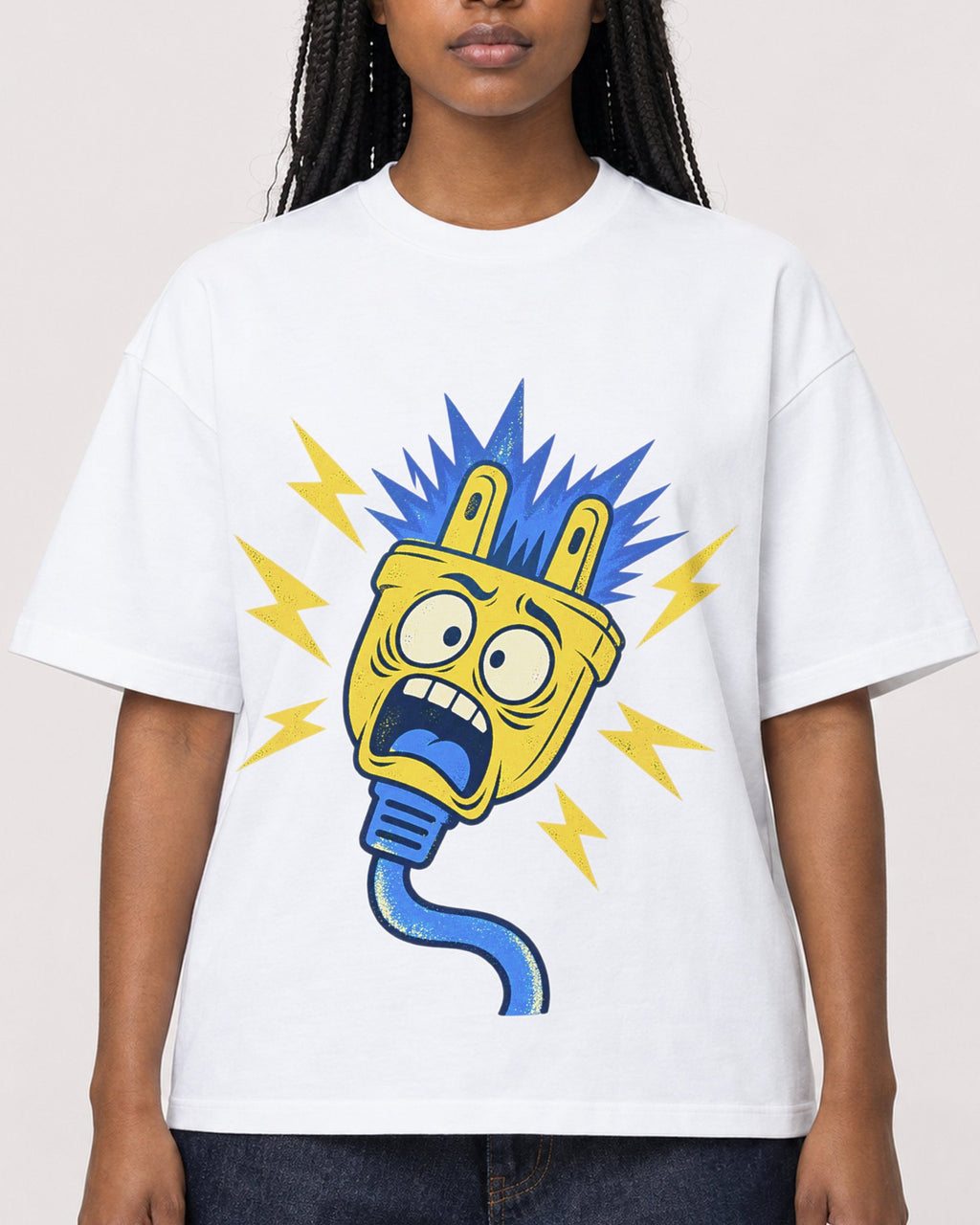 Mockup Boxy Heavyweight Tee White female close-up 04