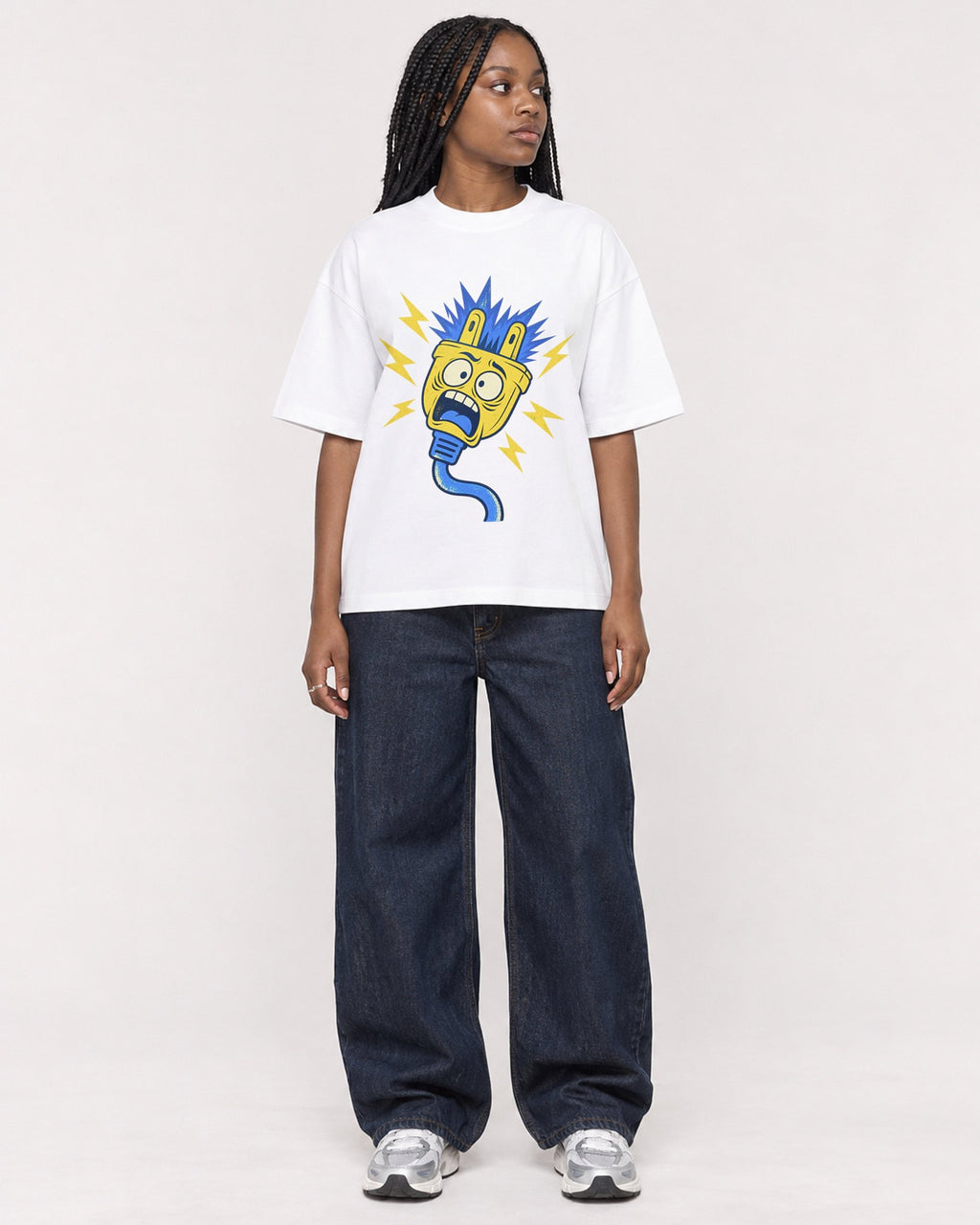 Mockup Boxy Heavyweight Tee White female full-body 04