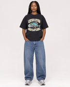 Mockup Boxy Heavyweight Tee Black female full-body 04