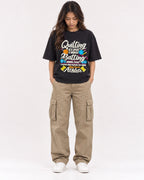 Mockup Boxy Heavyweight Tee Black female full-body 02