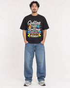 Mockup Boxy Heavyweight Tee Black male full-body 02