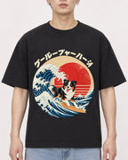 Mockup Boxy Heavyweight Tee Black male close-up 01