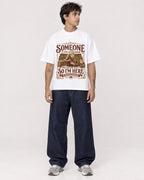 Mockup Boxy Heavyweight Tee White male full-body 06