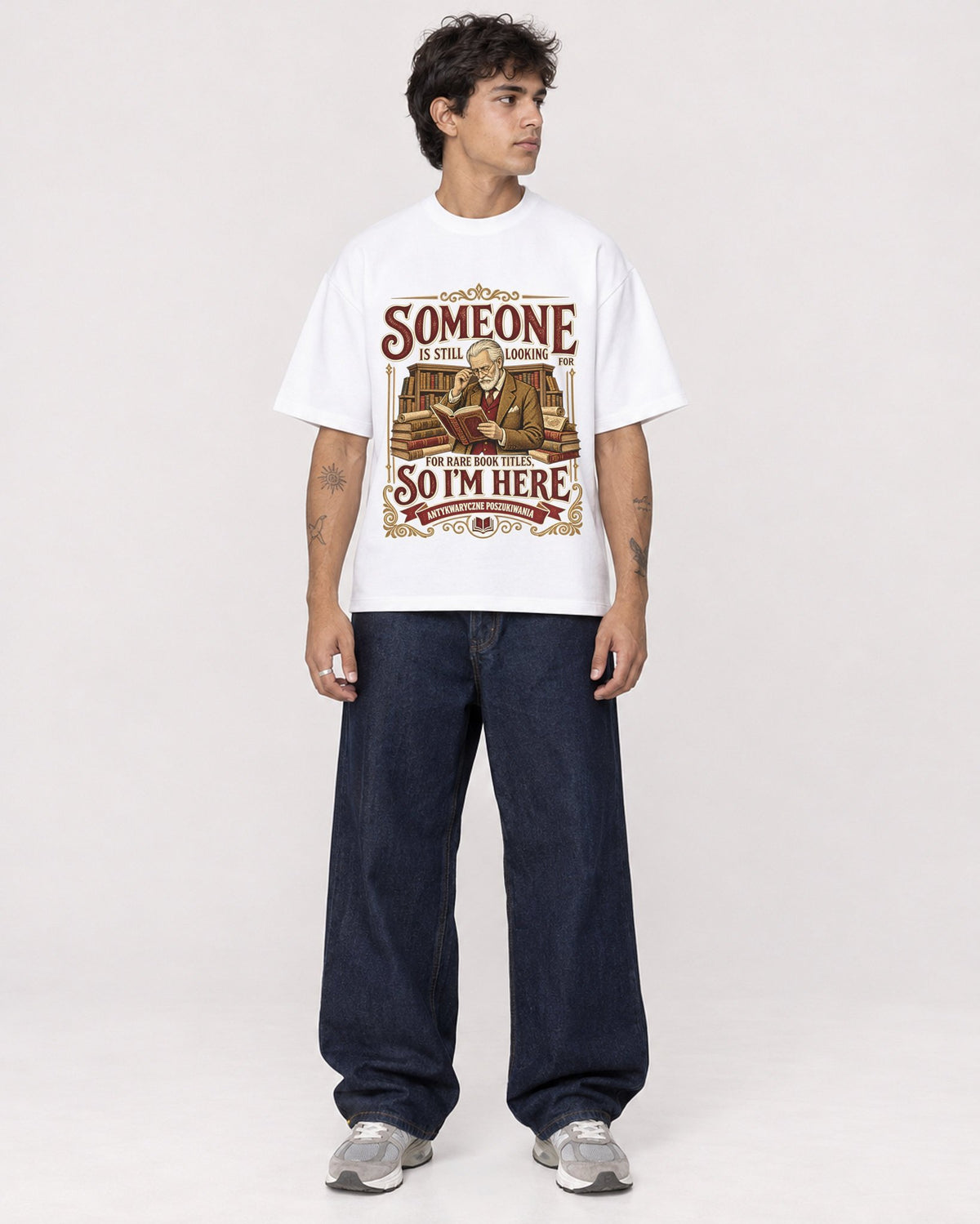 Mockup Boxy Heavyweight Tee White male full-body 06