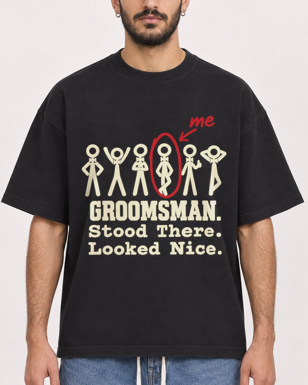 Mockup Boxy Heavyweight Tee Black male close-up 07