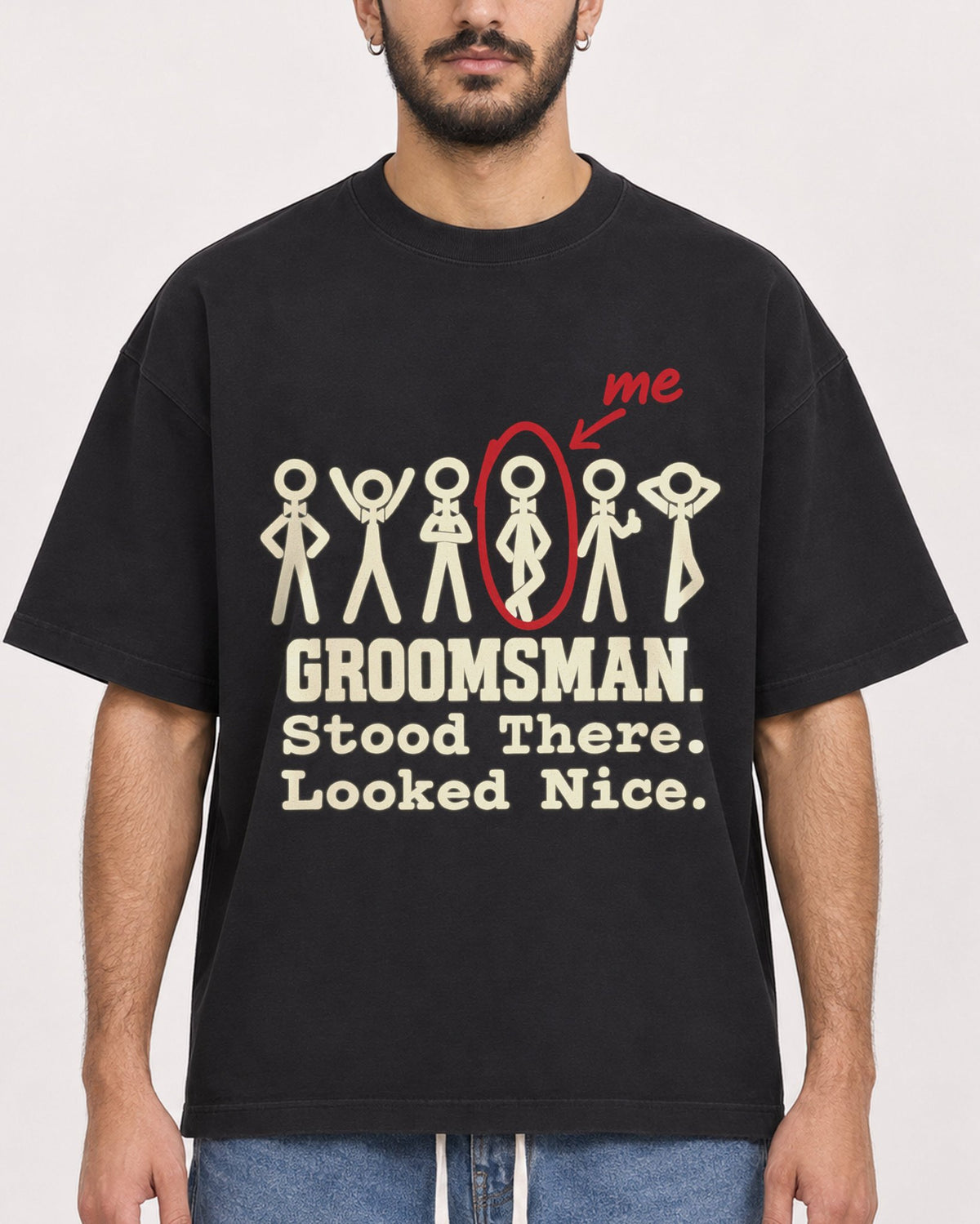 Mockup Boxy Heavyweight Tee Black male close-up 07