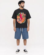 Mockup Boxy Heavyweight Tee Black male full-body 07