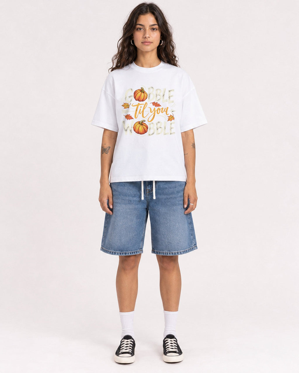 Mockup Boxy Heavyweight Tee White female full-body 06