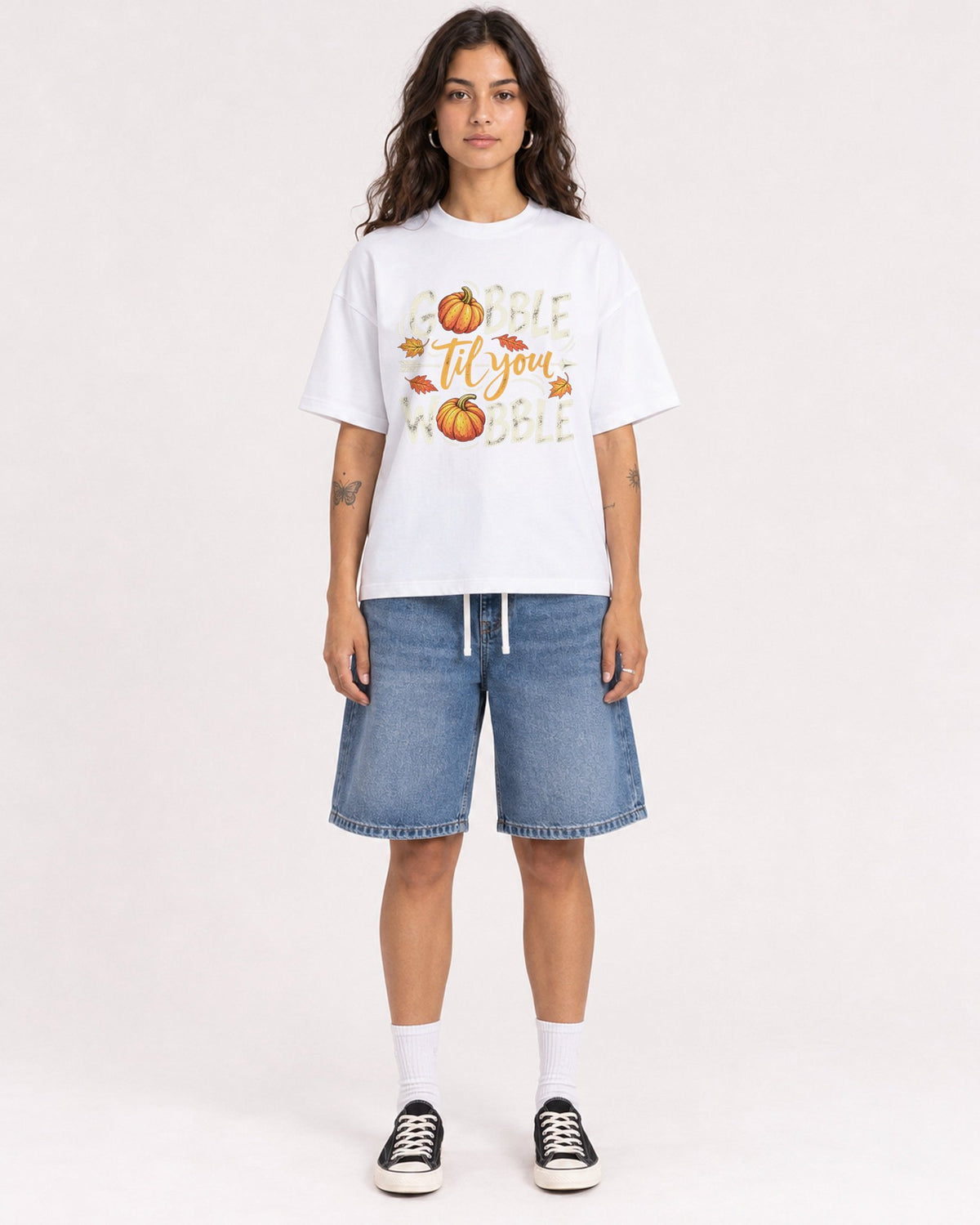 Mockup Boxy Heavyweight Tee White female full-body 06