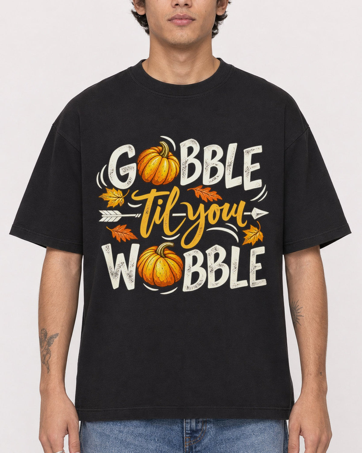 Mockup Boxy Heavyweight Tee Black male close-up 06