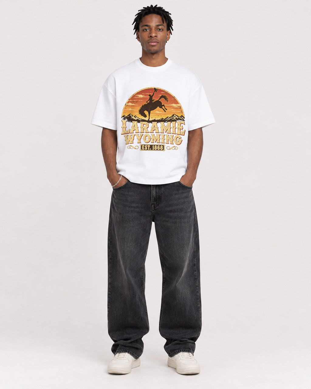 Mockup Boxy Heavyweight Tee White male full-body 05