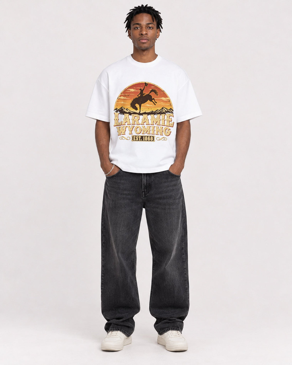 Mockup Boxy Heavyweight Tee White male full-body 05