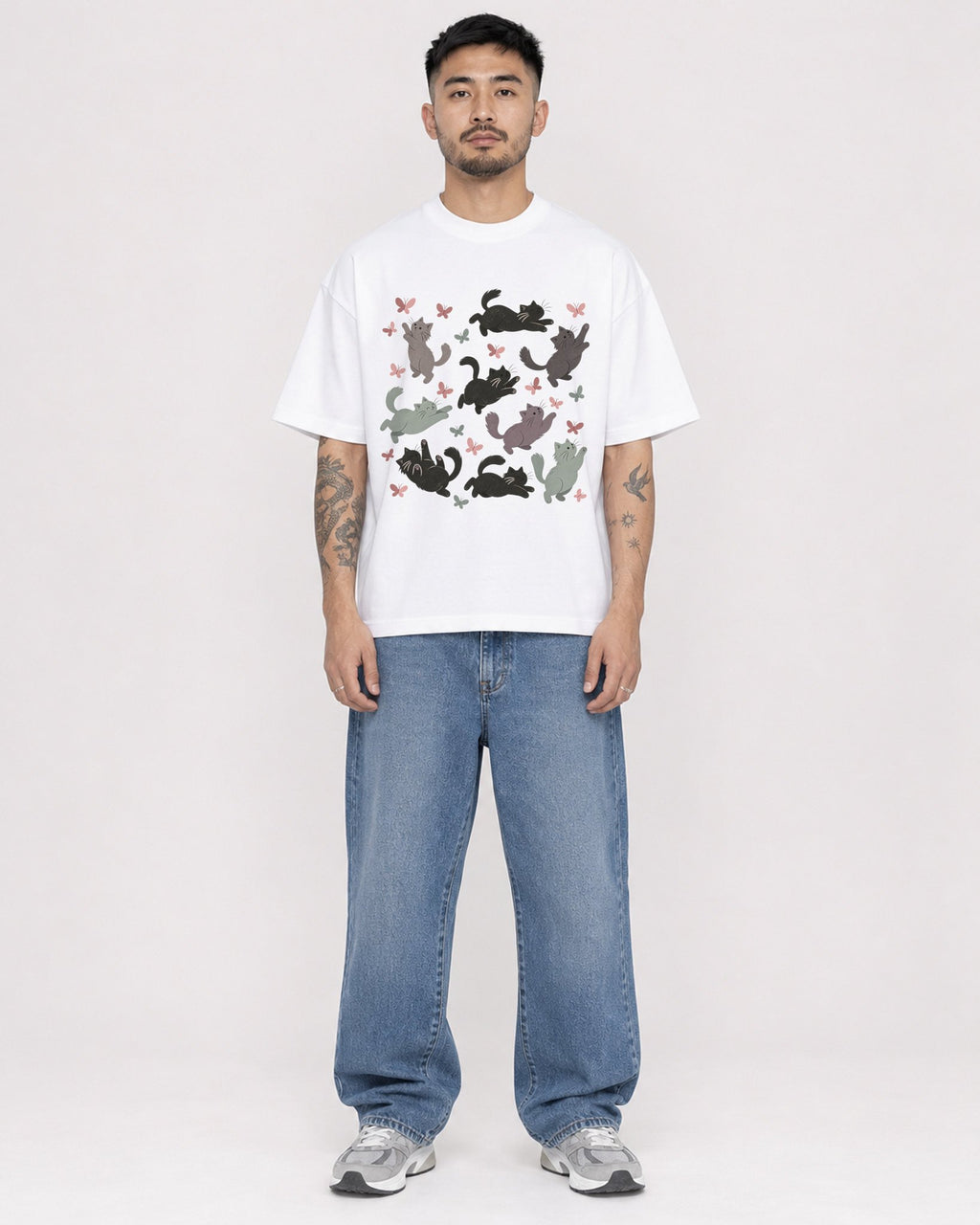 Mockup Boxy Heavyweight Tee White male full-body 12