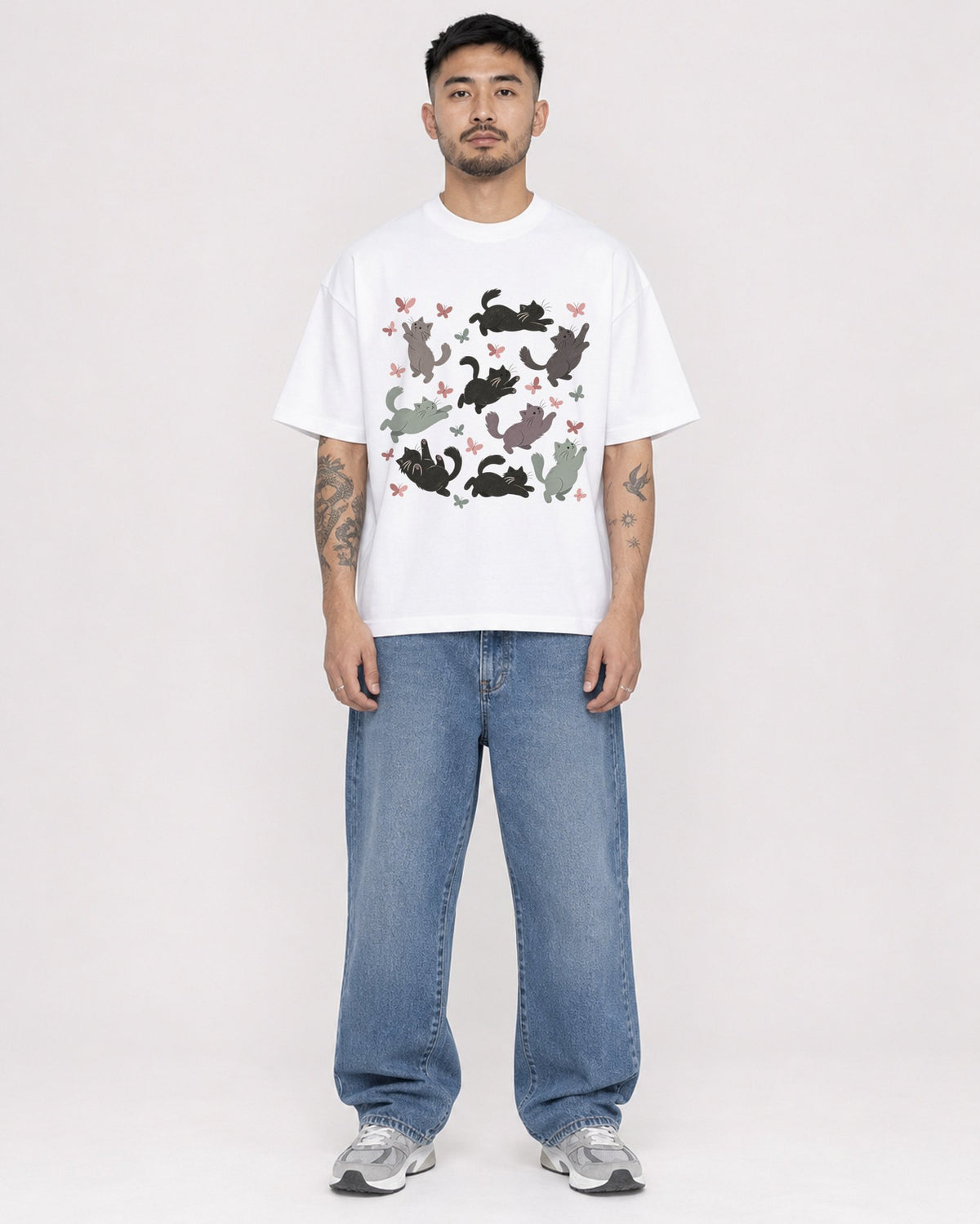Mockup Boxy Heavyweight Tee White male full-body 12