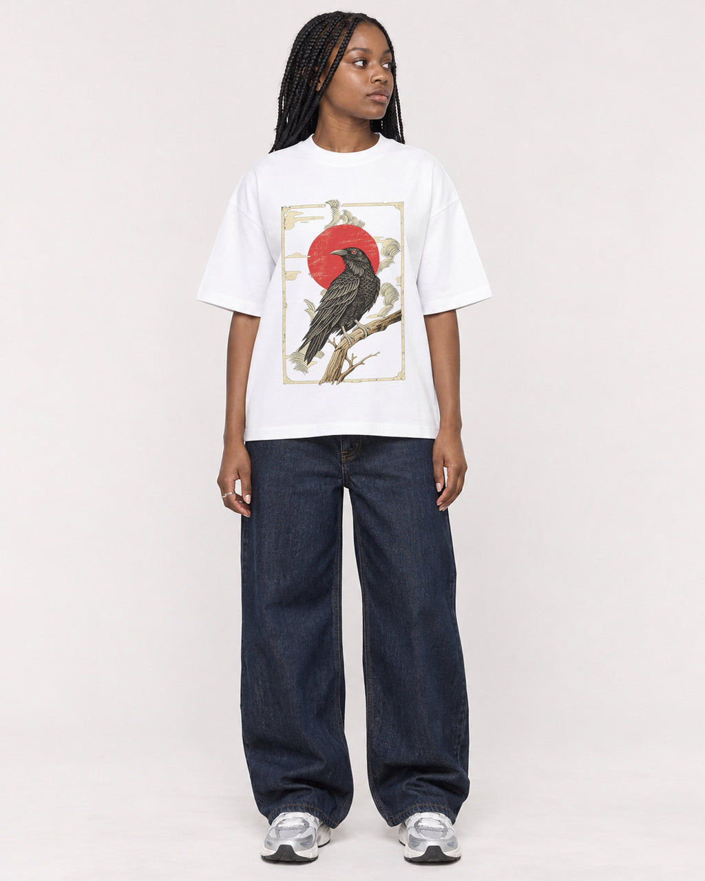 Mockup Boxy Heavyweight Tee White female full-body 04