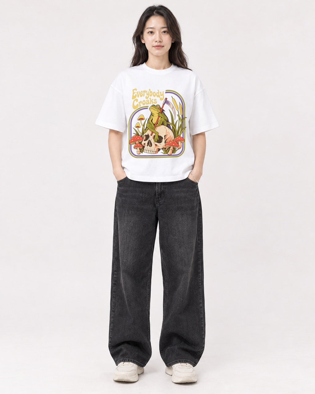 Mockup Boxy Heavyweight Tee White female full-body 03