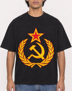 Mockup Boxy Heavyweight Tee Black male close-up 26