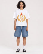 Mockup Boxy Heavyweight Tee White female full-body 26