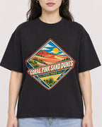 Mockup Boxy Heavyweight Tee Black female close-up 03