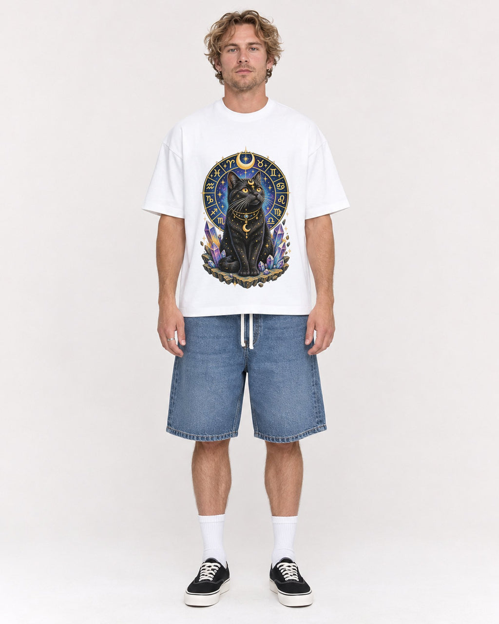 Mockup Boxy Heavyweight Tee White male full-body 28