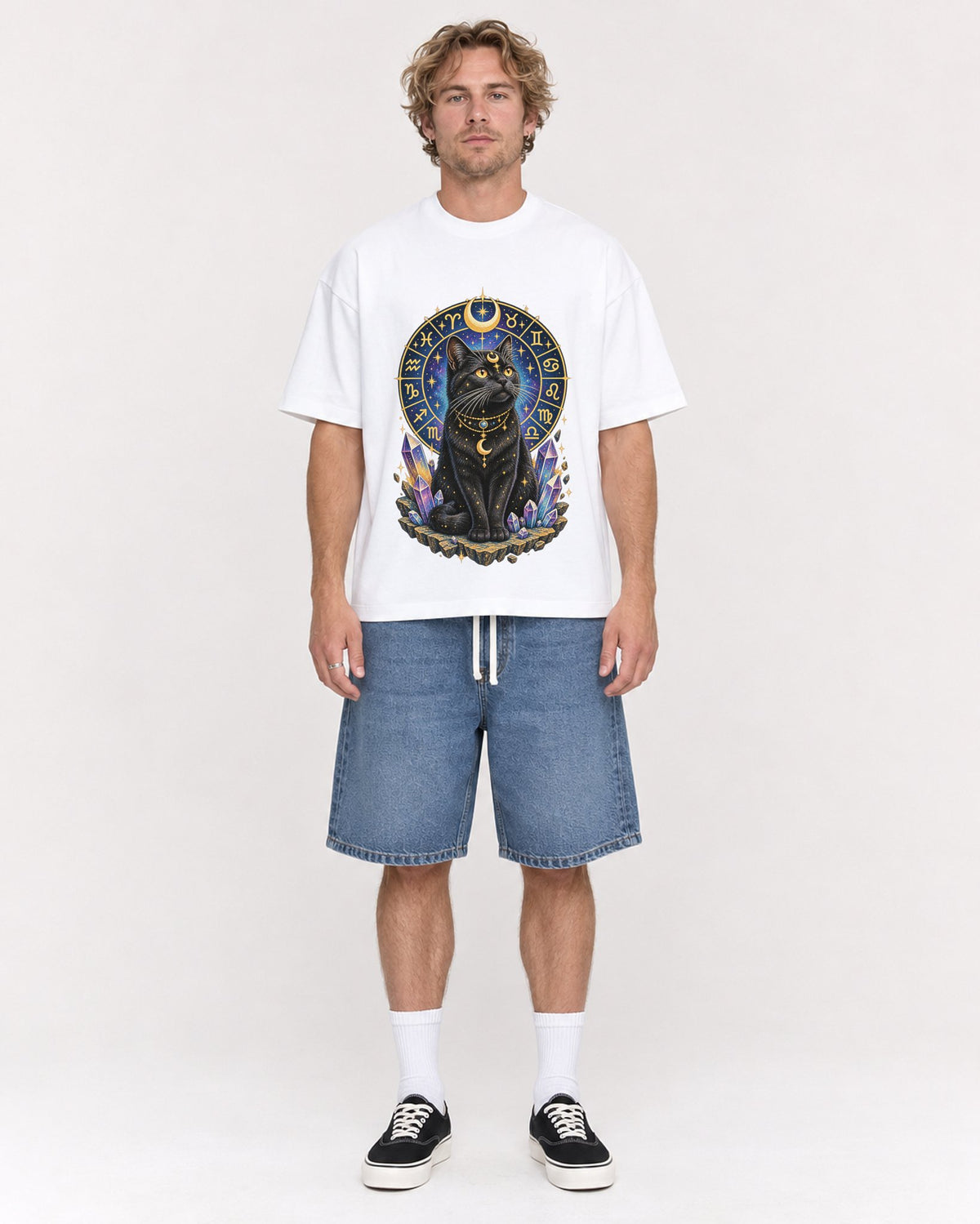Mockup Boxy Heavyweight Tee White male full-body 28