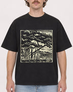 Mockup Boxy Heavyweight Tee Black male close-up 09
