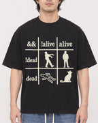 Mockup Boxy Heavyweight Tee Black male close-up 03