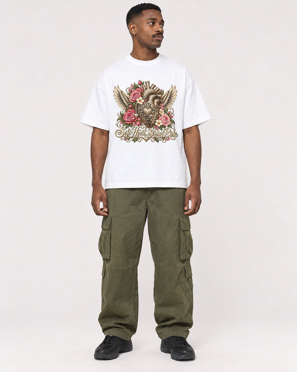 Mockup Boxy Heavyweight Tee White male full-body 14