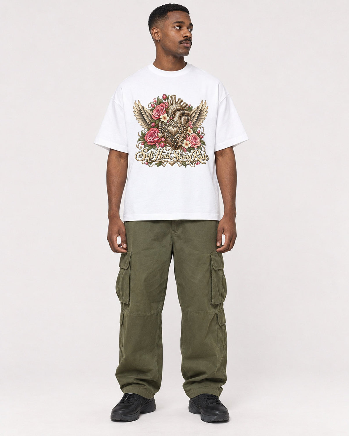 Mockup Boxy Heavyweight Tee White male full-body 14