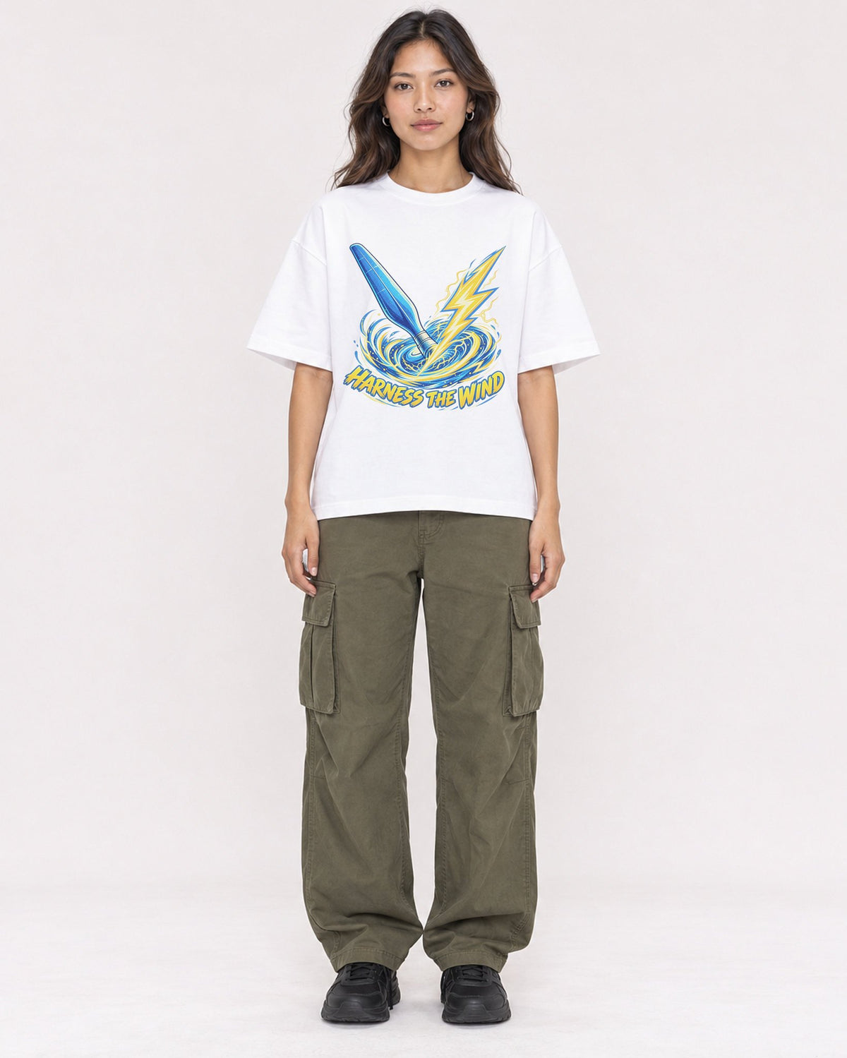 Mockup Boxy Heavyweight Tee White female full-body 02