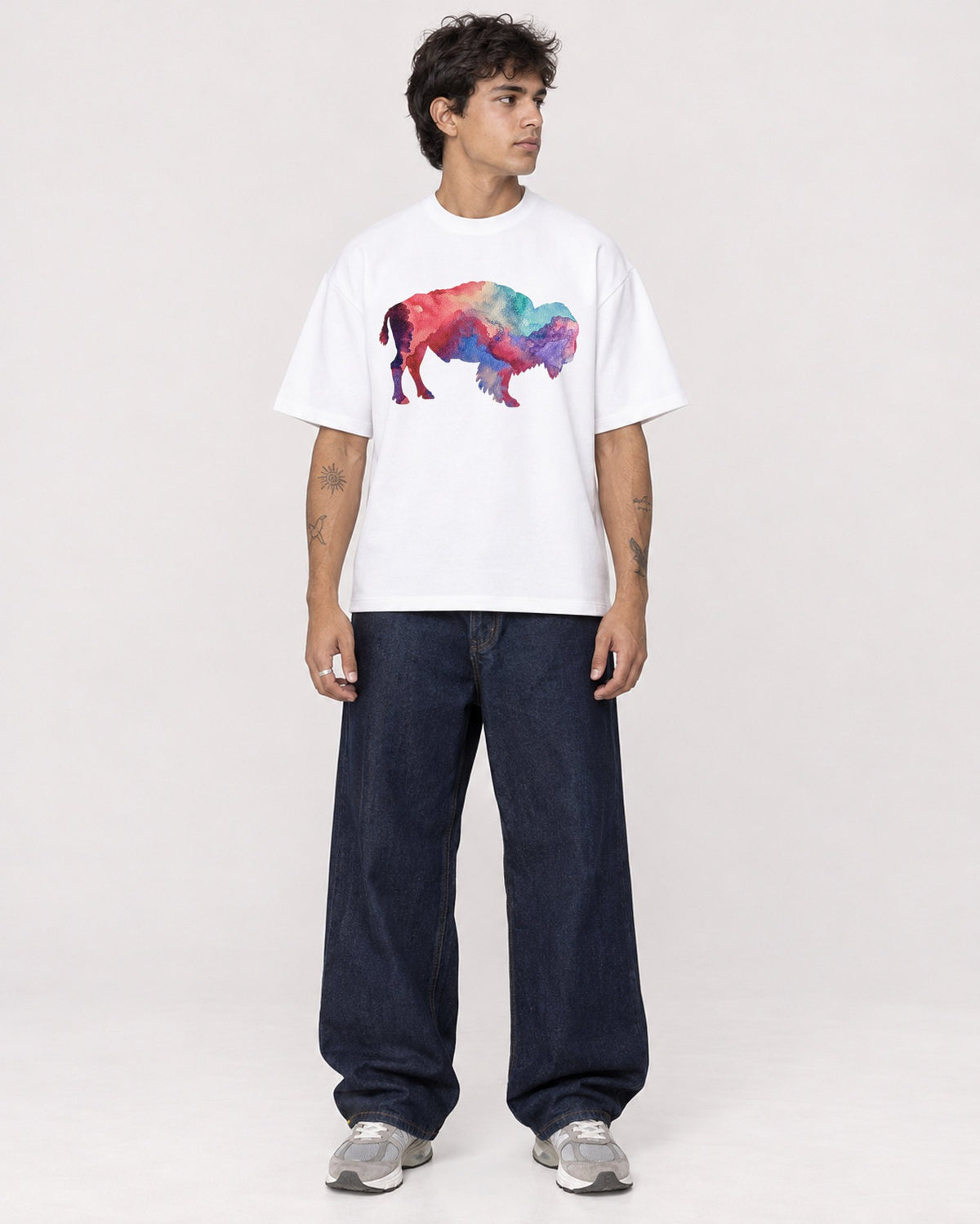 Mockup Boxy Heavyweight Tee White male full-body 06