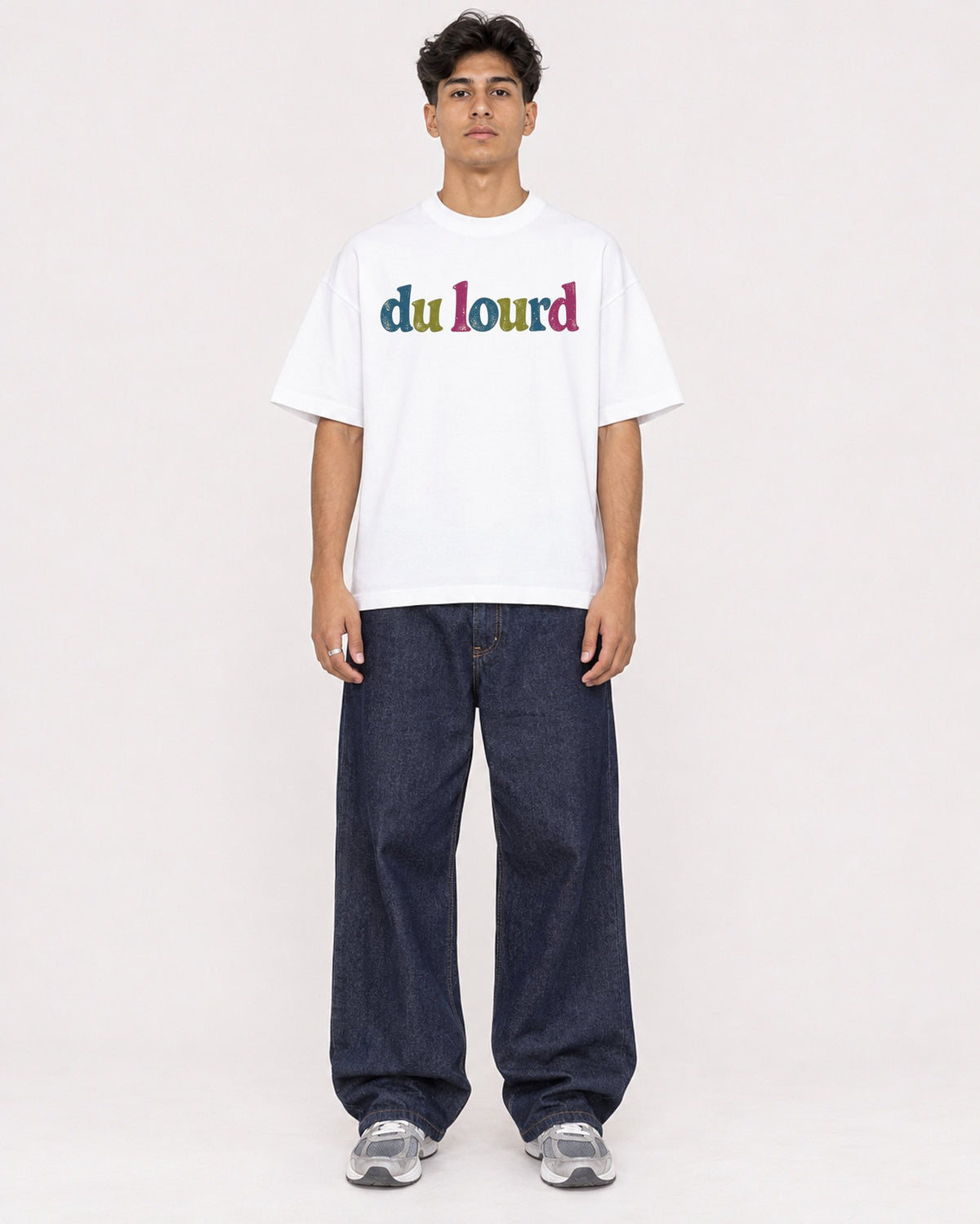 Mockup Boxy Heavyweight Tee White male full-body 16