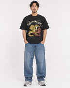 Mockup Boxy Heavyweight Tee Black male full-body 02