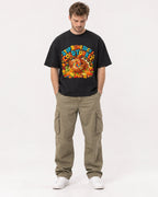 Mockup Boxy Heavyweight Tee Black male full-body 08