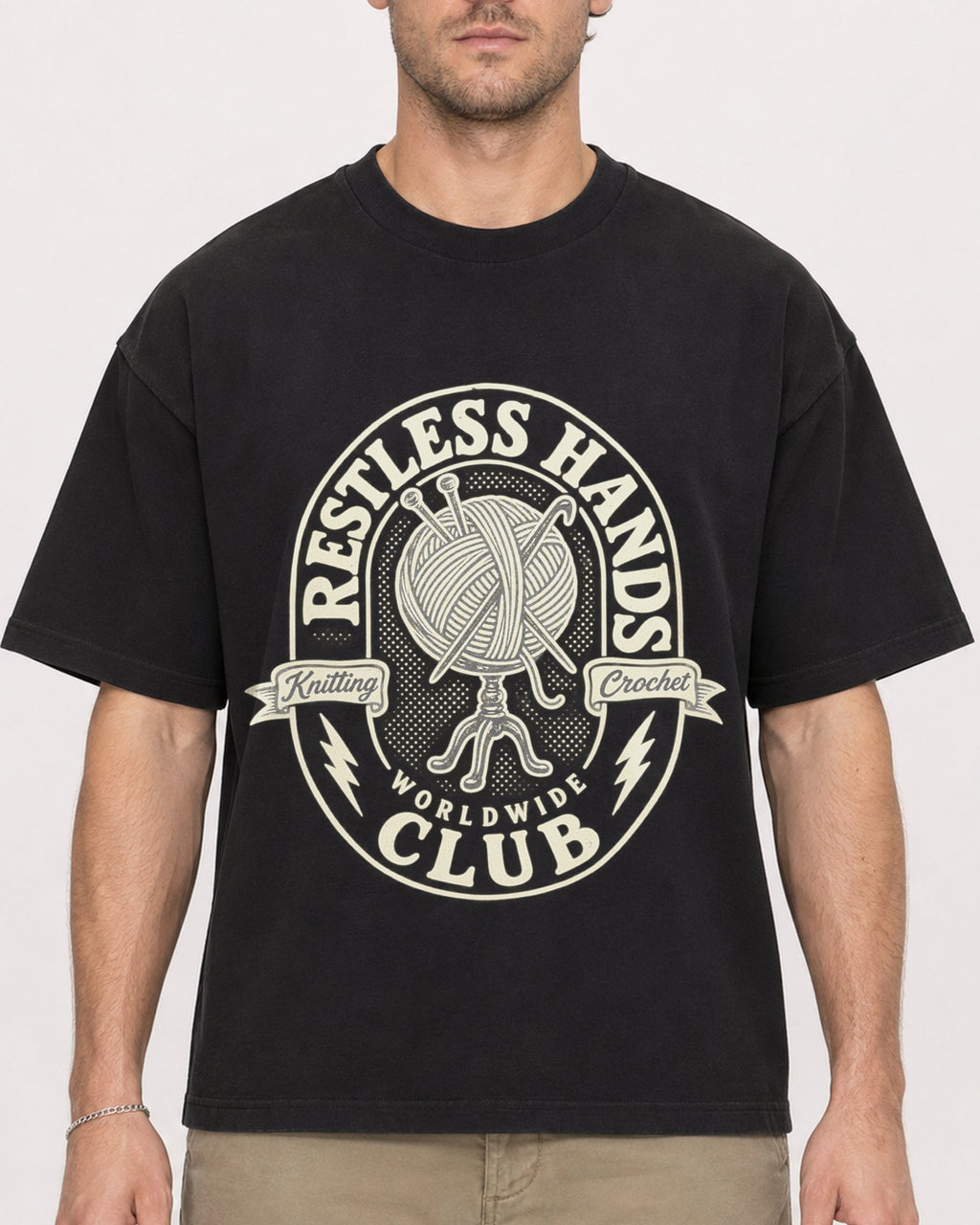 Mockup Boxy Heavyweight Tee Black male close-up 08