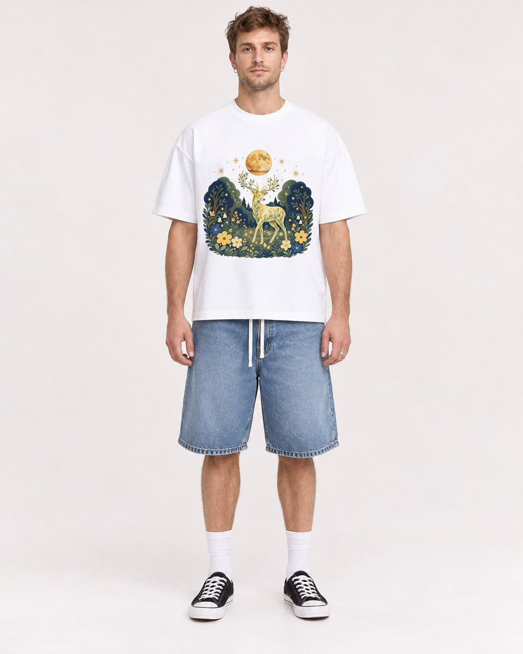 Mockup Boxy Heavyweight Tee White male full-body 08