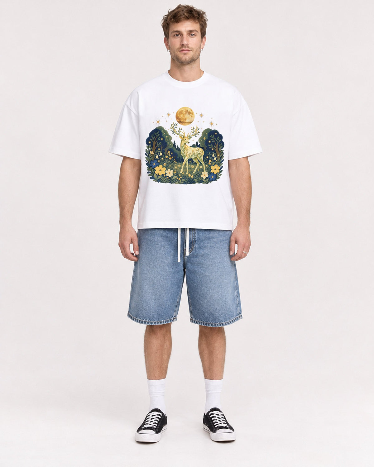 Mockup Boxy Heavyweight Tee White male full-body 08