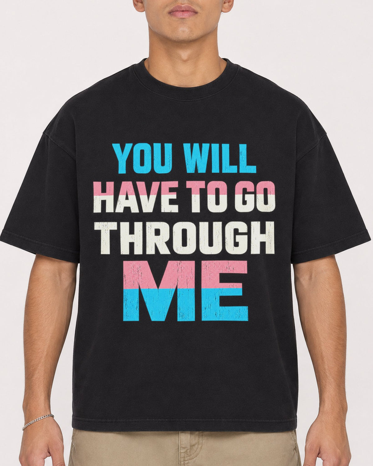 Mockup Boxy Heavyweight Tee Black male close-up 16