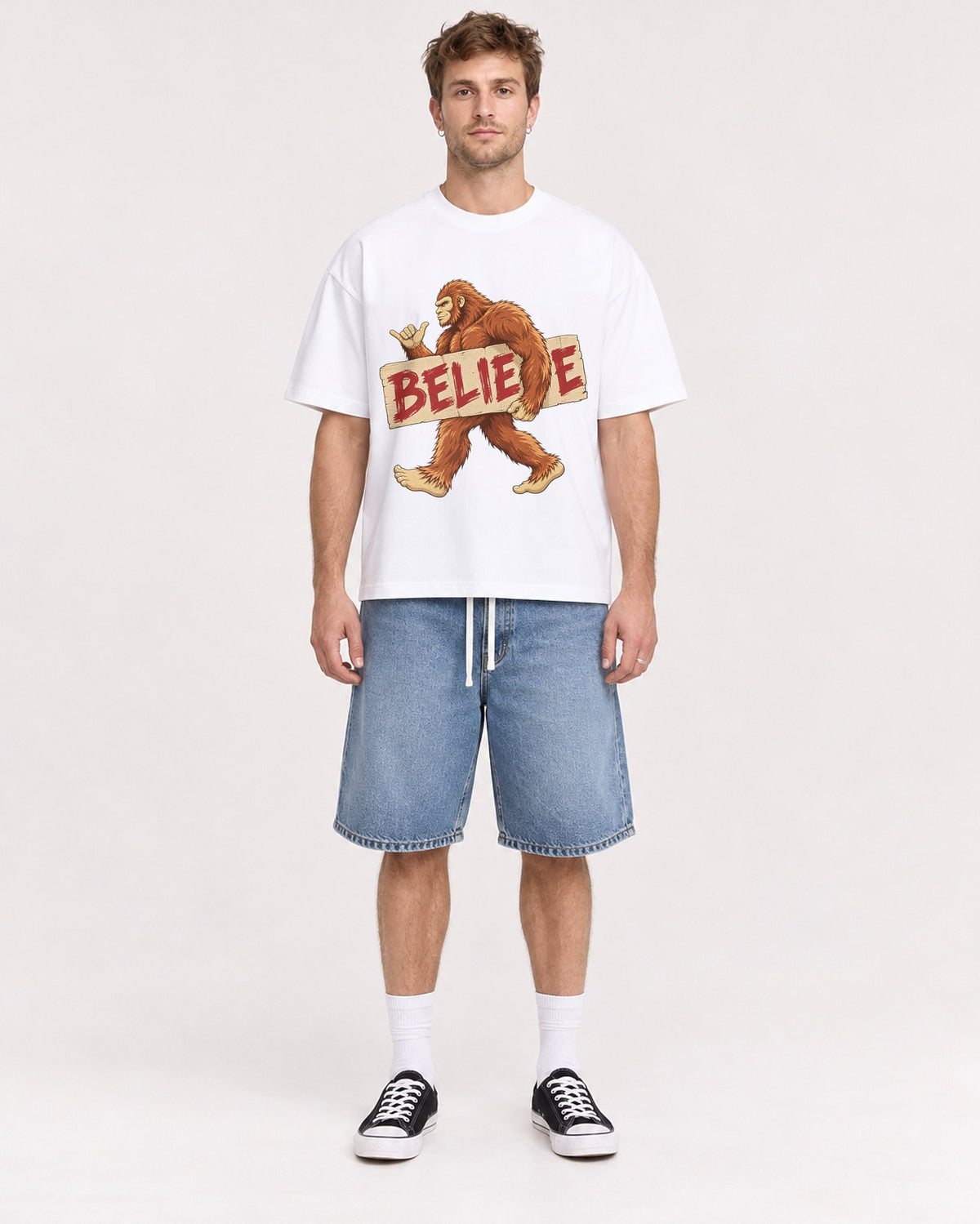 Mockup Boxy Heavyweight Tee White male full-body 08