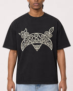 Mockup Boxy Heavyweight Tee Black male close-up 25