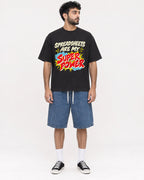 Mockup Boxy Heavyweight Tee Black male full-body 07