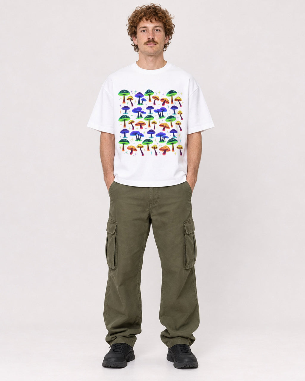 Mockup Boxy Heavyweight Tee White male full-body 09