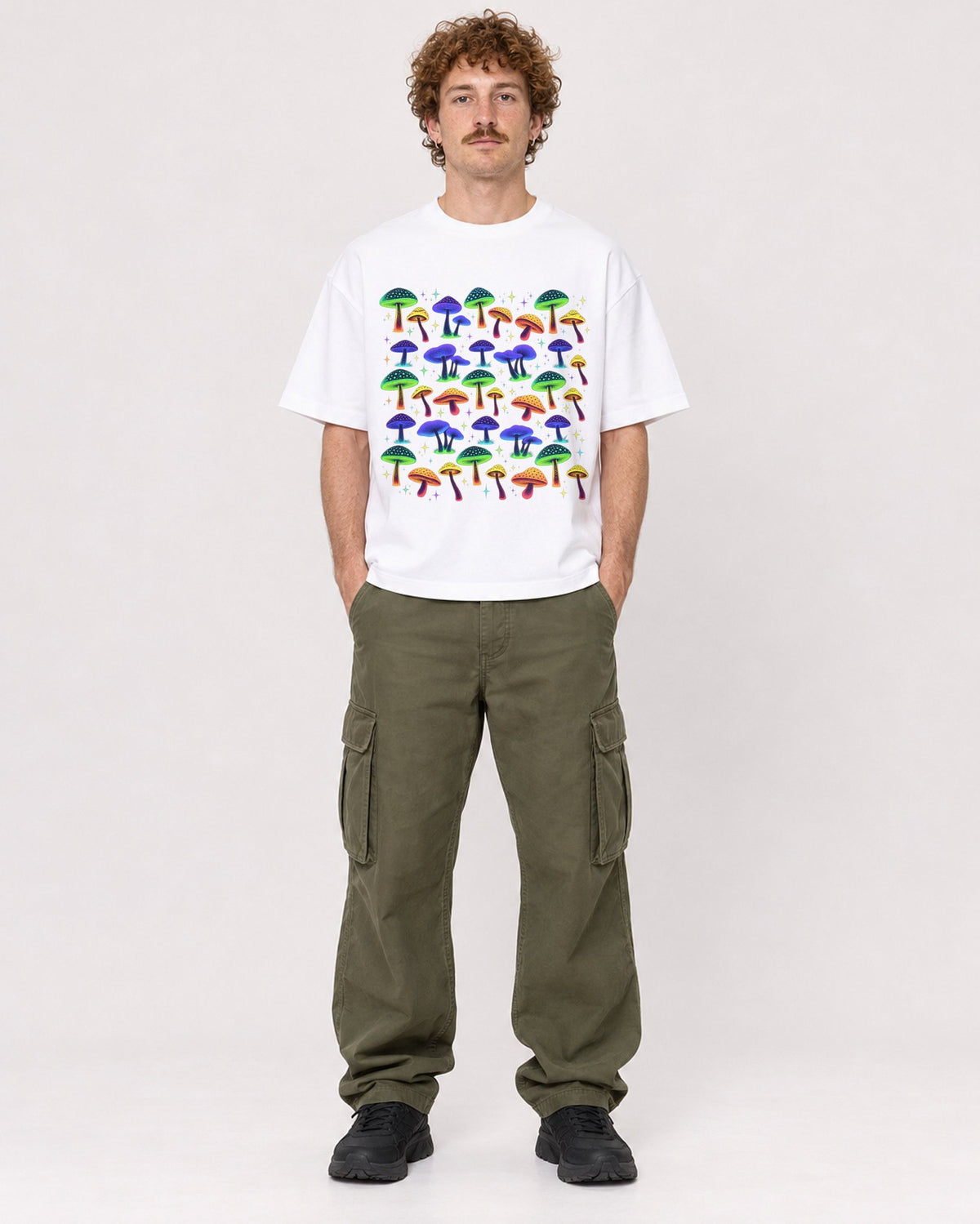 Mockup Boxy Heavyweight Tee White male full-body 09